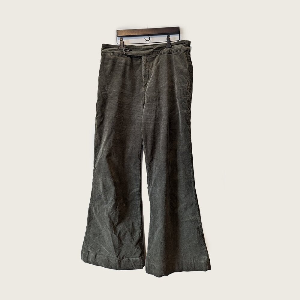 ASKK NY - Corduroy army green flare pants - Sz 32 (W35)